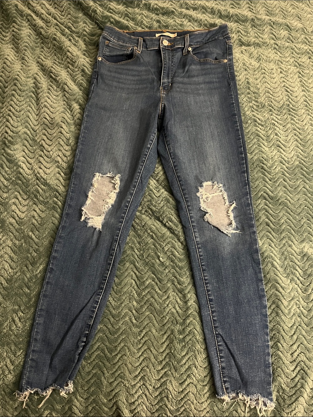 Levi's Dark Blue Ripped Mile High Super Skinny Jeans